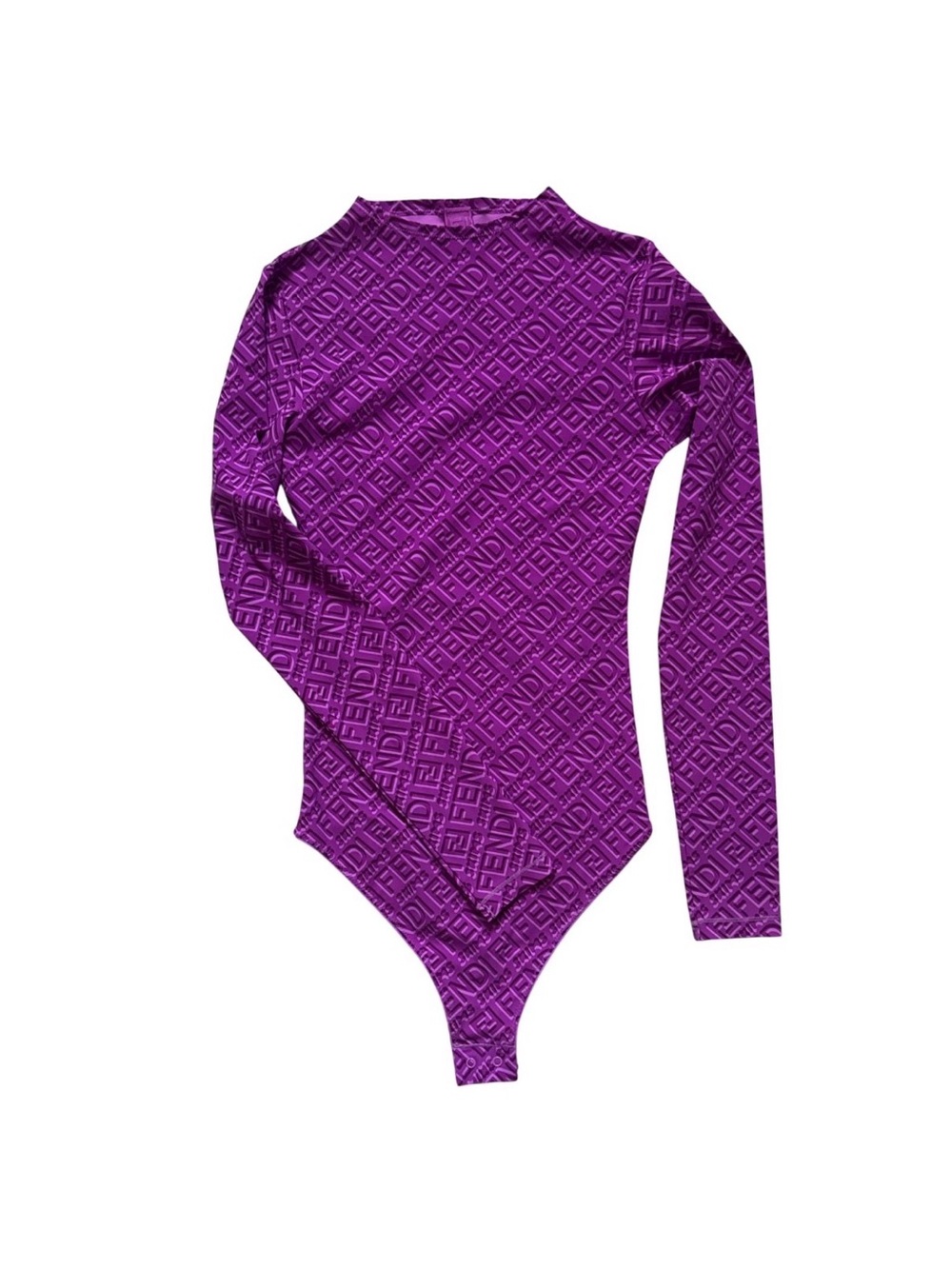 Fendi x SKIMS Purple Pink Logo-Print Long Sleeve Bodysuit